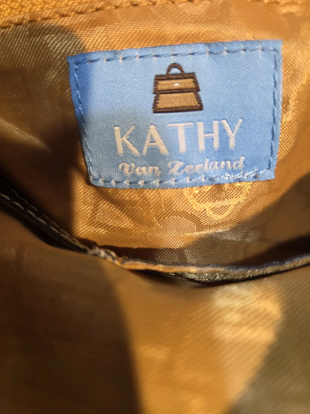 Kathy Van Zeeland Black Women's Satchel Handbag with Metallic Trim